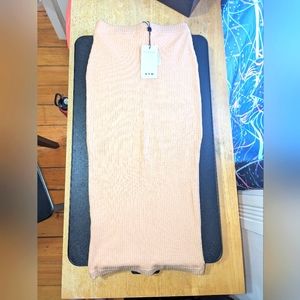 AYM Studio Ribbed Midi Skirt, Beige/Blush color, Size M, NWT